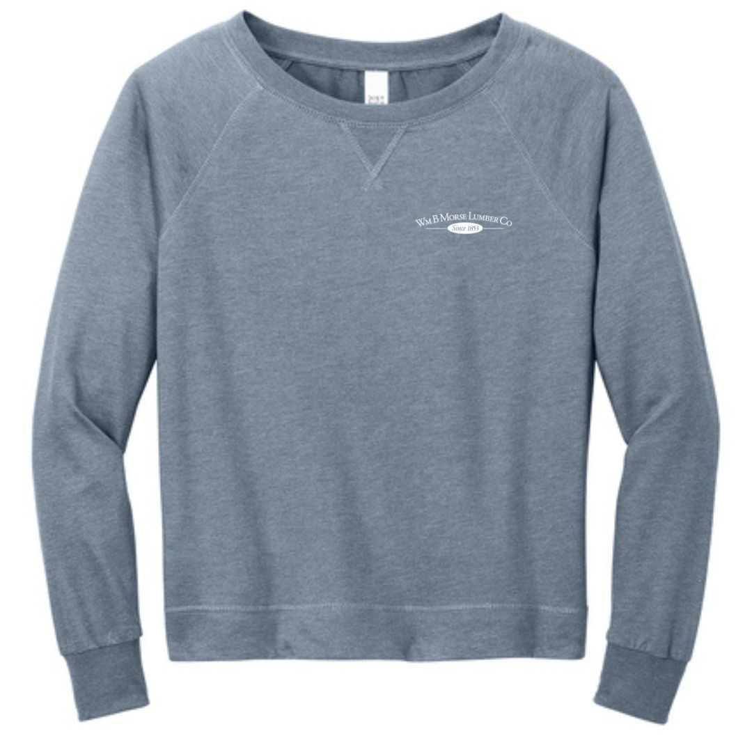 WOMENS - District® Women’s Featherweight French Terry™ Long Sleeve Crewneck - Flint Blue Heather