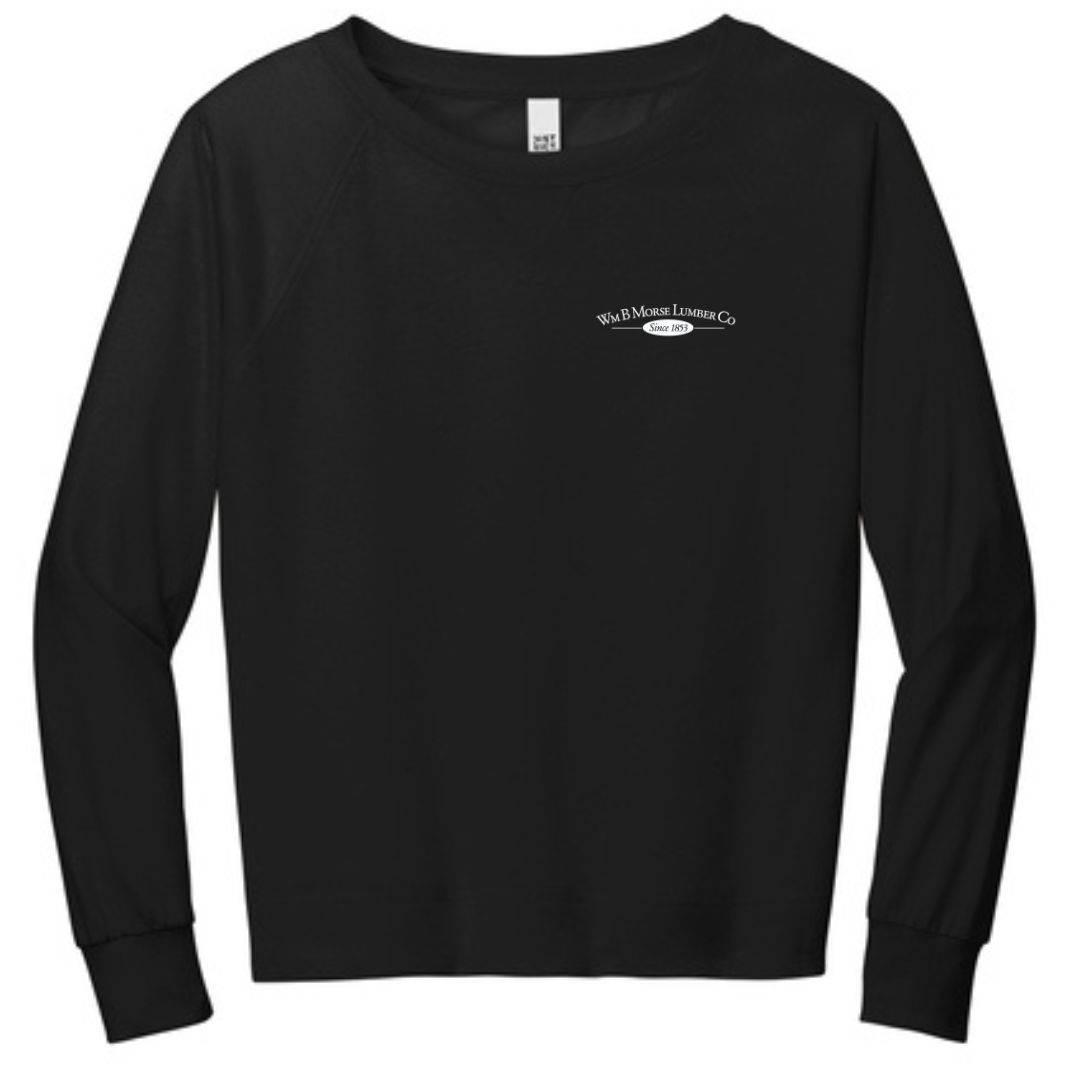 WOMENS - District® Women’s Featherweight French Terry™ Long Sleeve Crewneck - Black