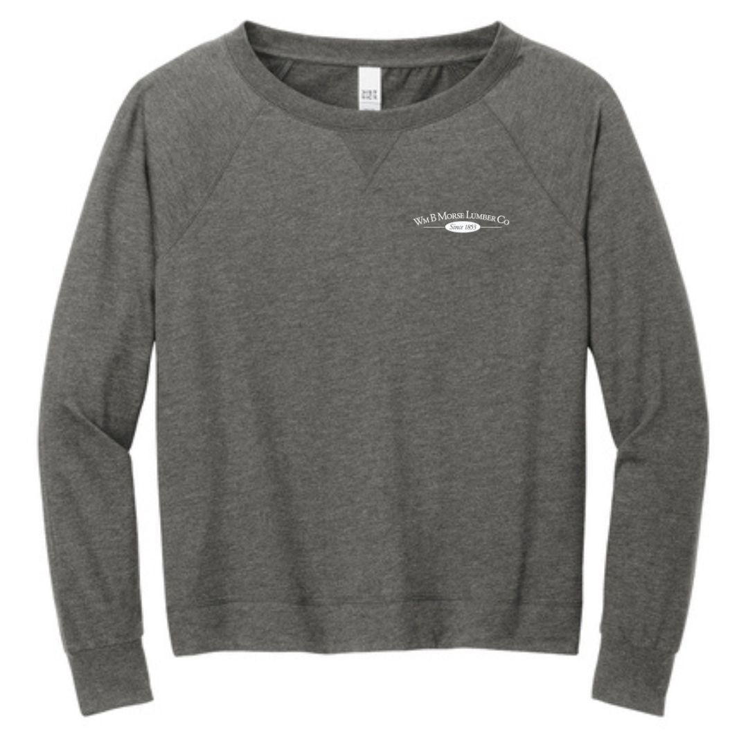 WOMENS - District® Women’s Featherweight French Terry™ Long Sleeve Crewneck - Washed Coal
