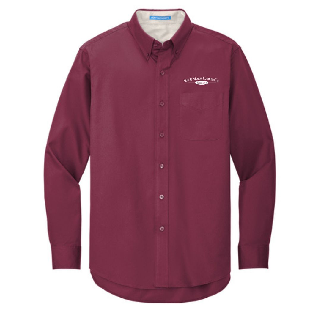 ADULT - Port Authority® Long Sleeve Easy Care Shirt - Burgundy/ Light Stone
