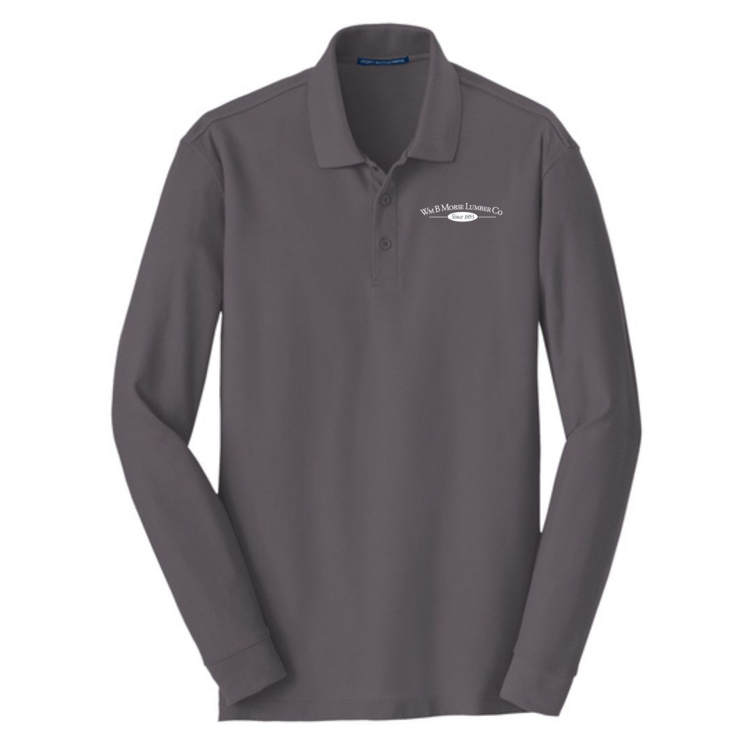 ADULT - Port Authority® Long Sleeve Core Classic Pique Polo - Graphite