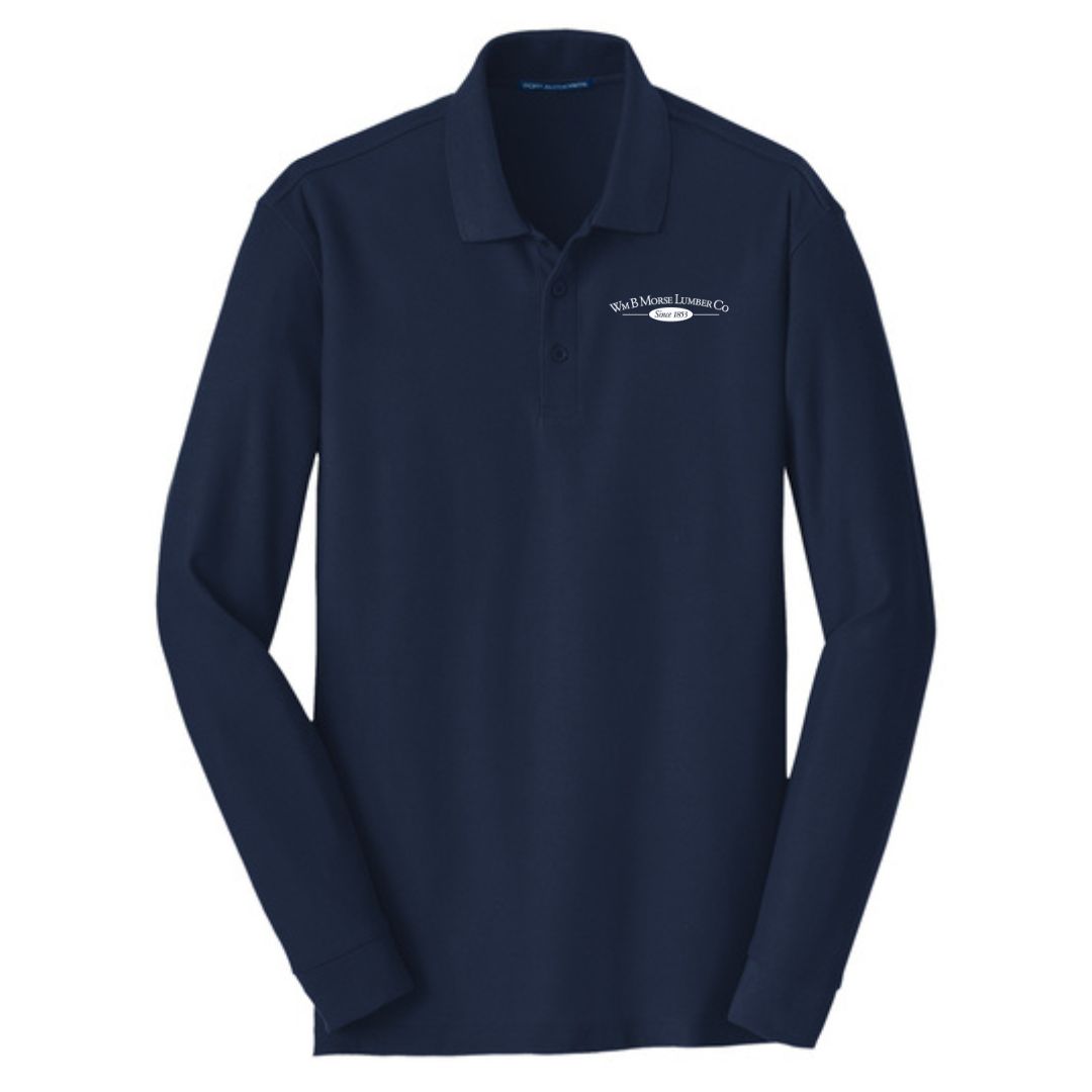 ADULT - Port Authority® Long Sleeve Core Classic Pique Polo - River Blue Navy