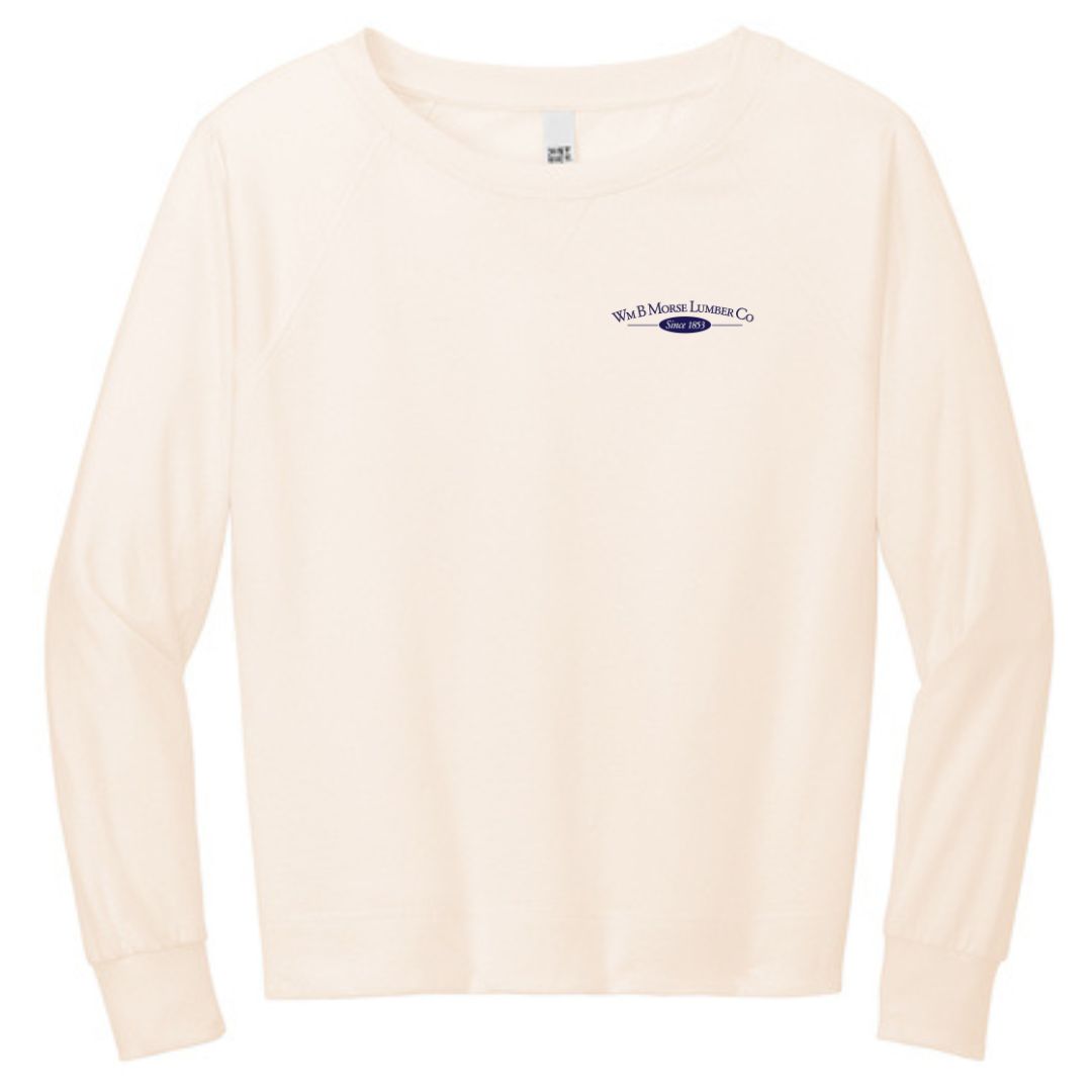 WOMENS - District® Women’s Featherweight French Terry™ Long Sleeve Crewneck - Gardenia