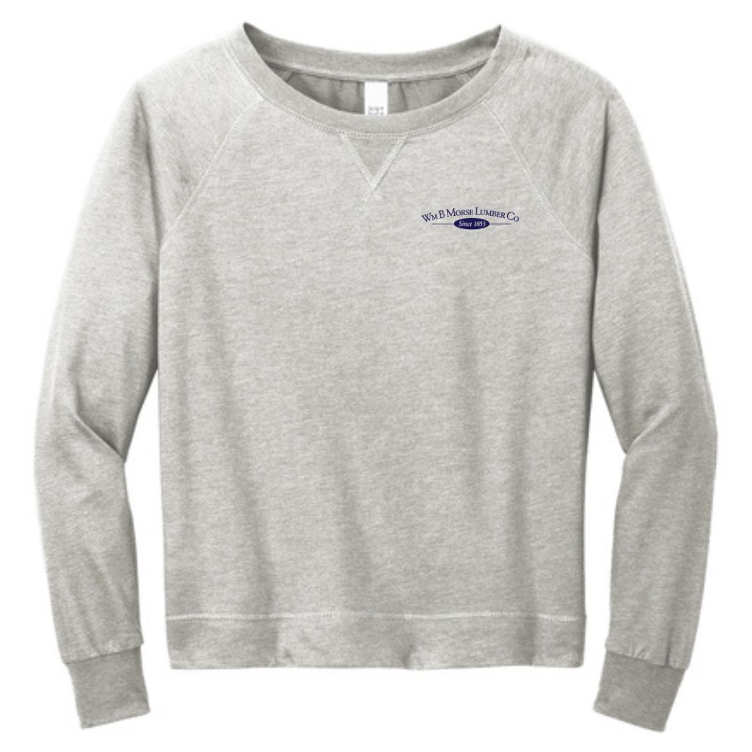 WOMENS - District® Women’s Featherweight French Terry™ Long Sleeve Crewneck - Light Heather Grey