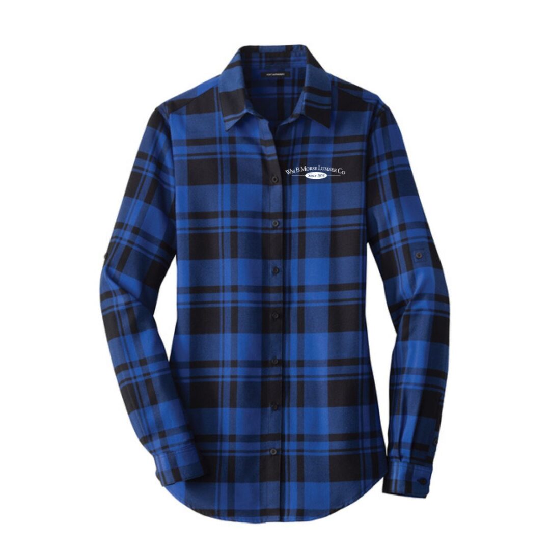 WOMENS - Port Authority® Women's Plaid Flannel Tunic - Royal/Black