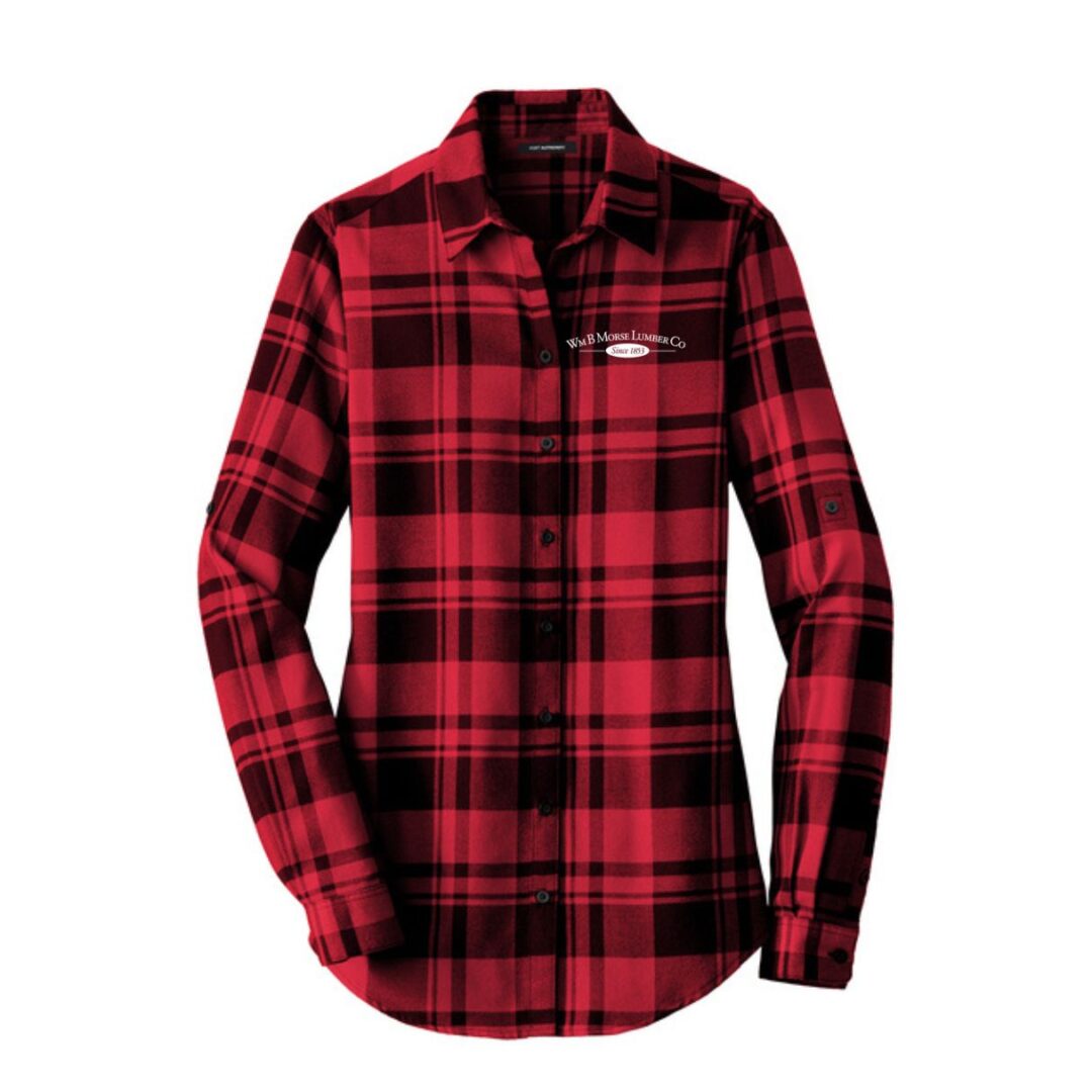 WOMENS - Port Authority® Women's Plaid Flannel Tunic - Engine Red/Black