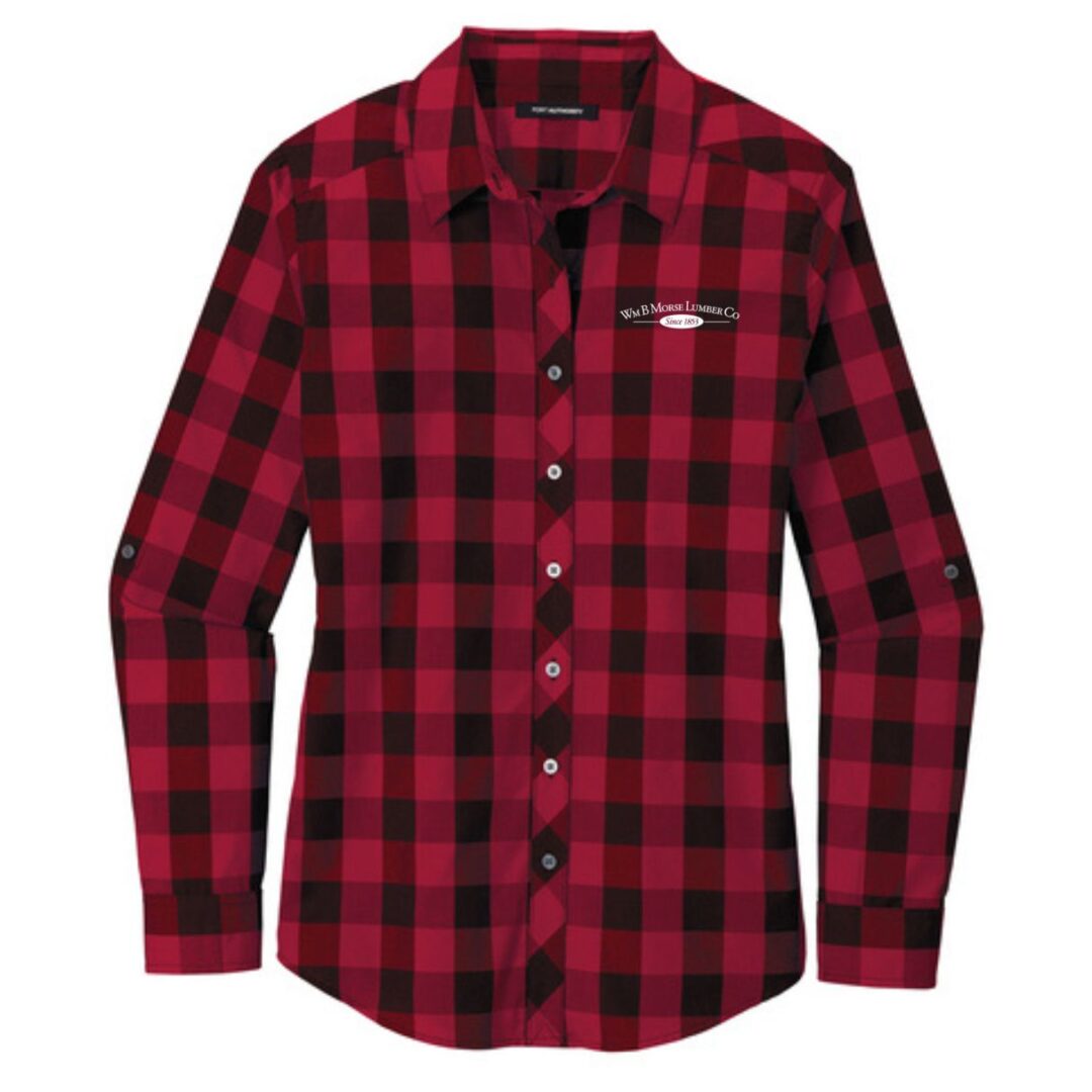 WOMENS - Port Authority® Women's Everyday Plaid Shirt - Rich Red