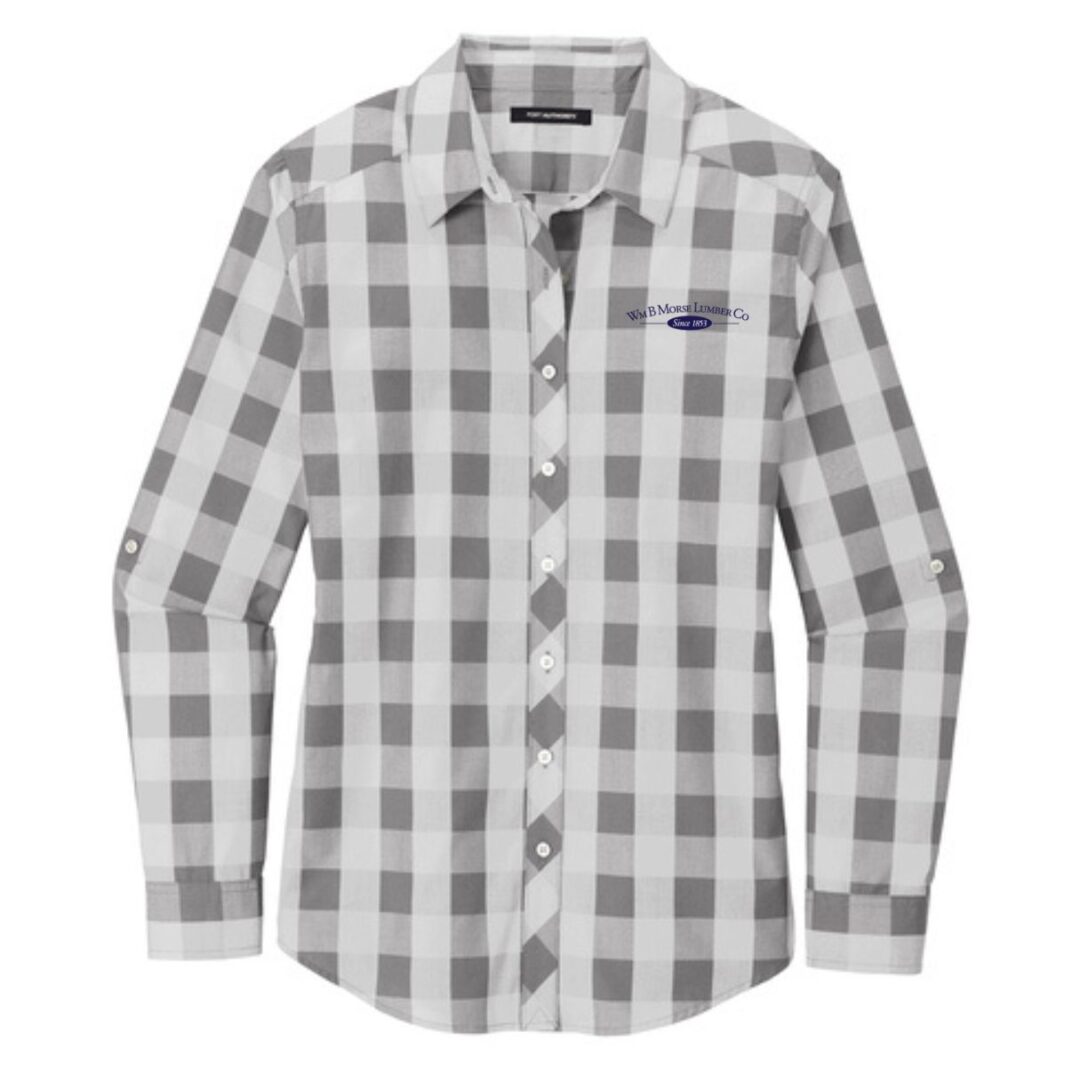 WOMENS - Port Authority® Women's Everyday Plaid Shirt - Shadow Grey