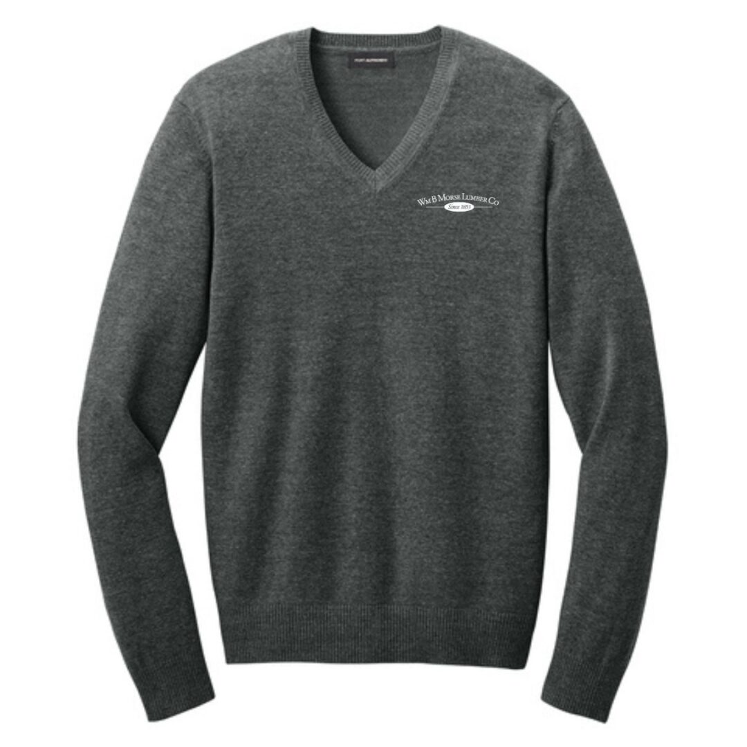 ADULT - Port Authority® Easy Care V-Neck Sweater - Charcoal Heather